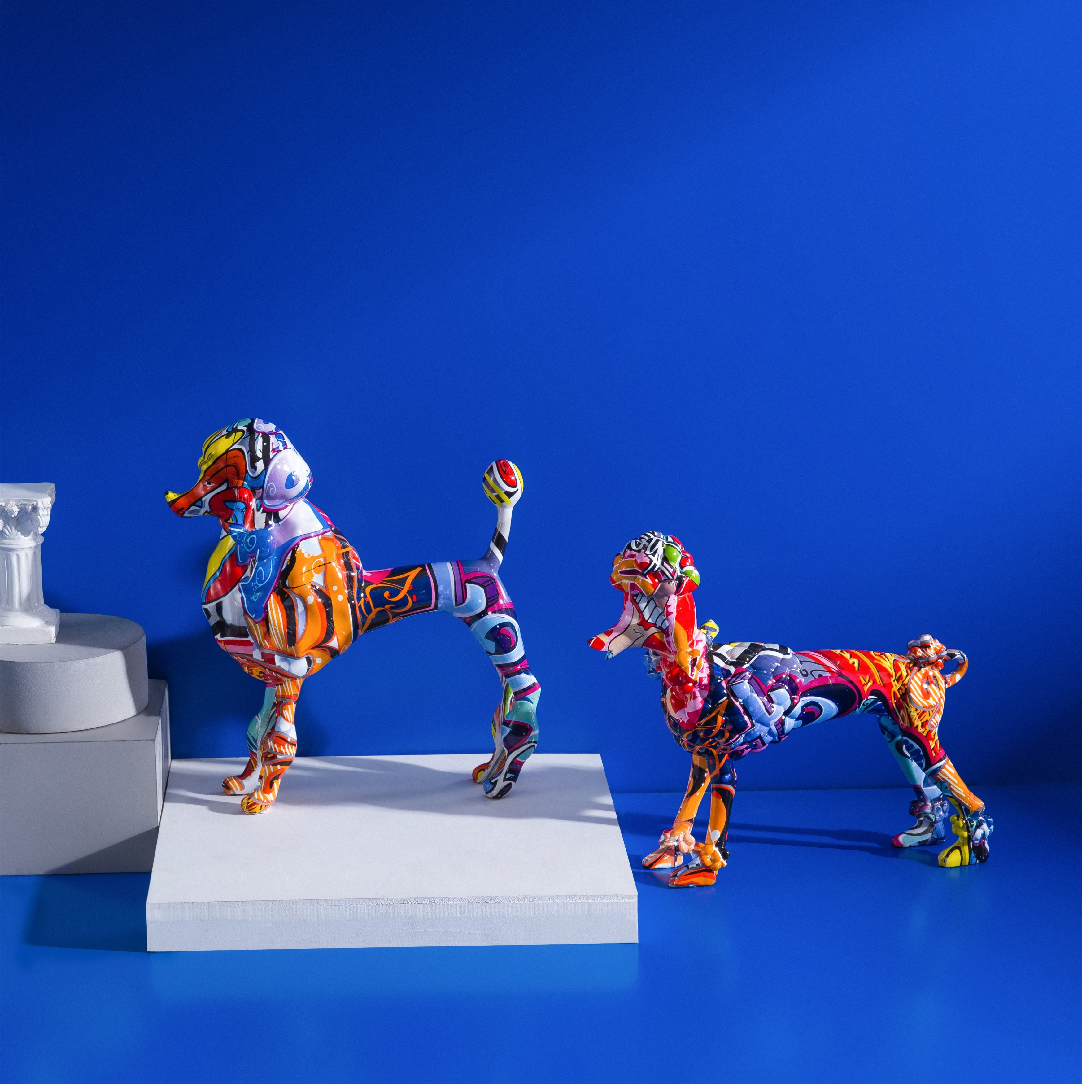 ArtZ® Poodle Nordic Painted Statue - Duo Set