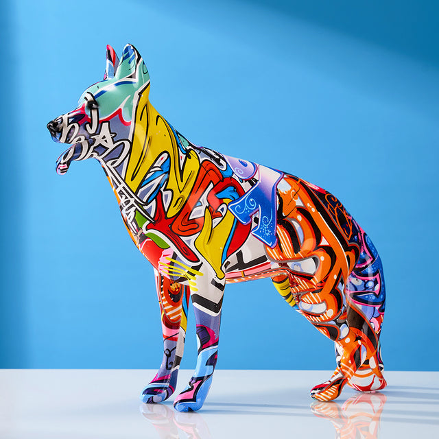ArtZ® German Shepherd Graffiti Painted Statue