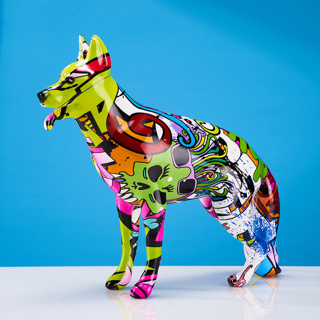 ArtZ® German Shepherd Graffiti Painted Statue