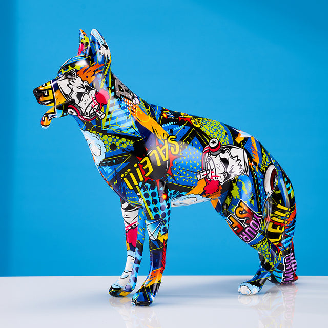 ArtZ® German Shepherd Graffiti Painted Statue - Nordic