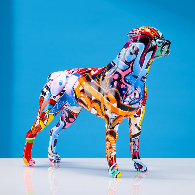 ArtZ® Rottweiler Graffiti Painted Statue - Graffiti
