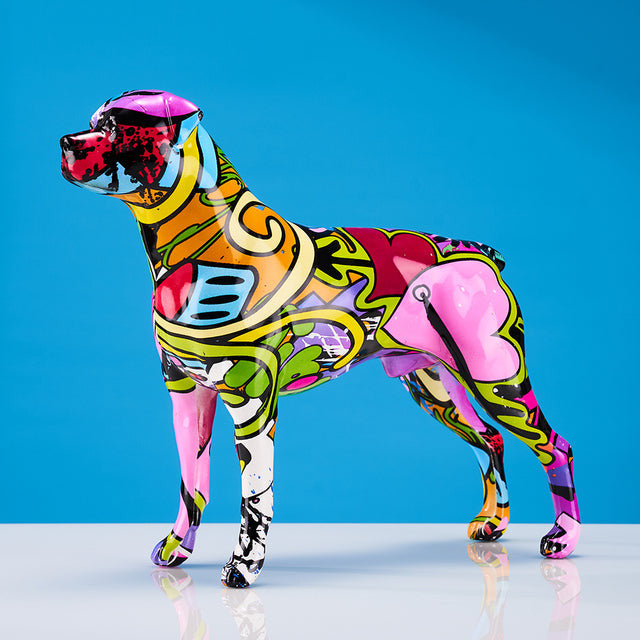 ArtZ® Rottweiler Graffiti Painted Statue - Abstract