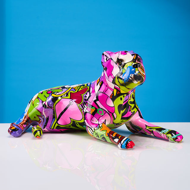 ArtZ® Pit Bull Graffiti Painted Statue - Abstract
