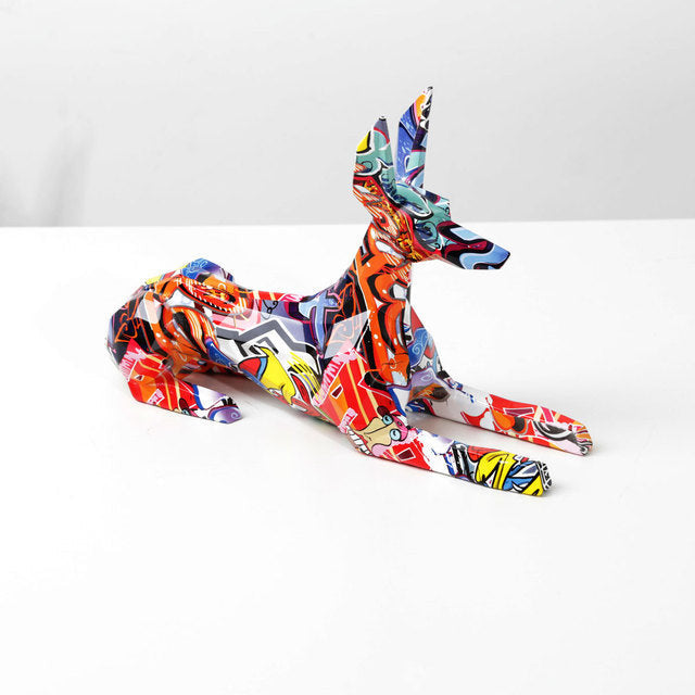 ArtZ® Doberman Pinscher Graffiti Painted Statue - RA