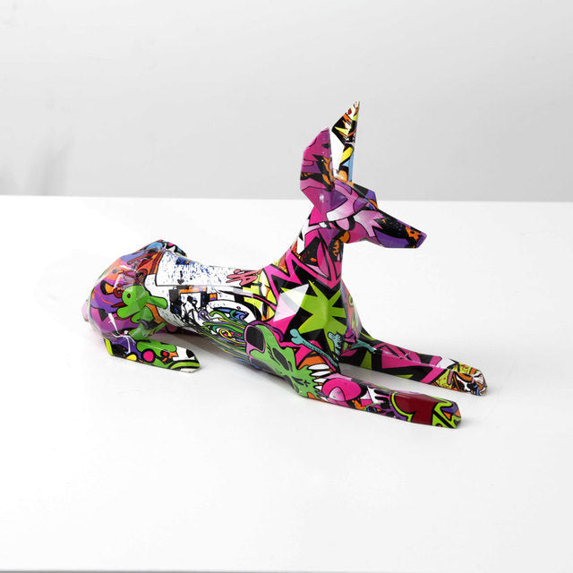 ArtZ® Doberman Pinscher Graffiti Painted Statue - RB