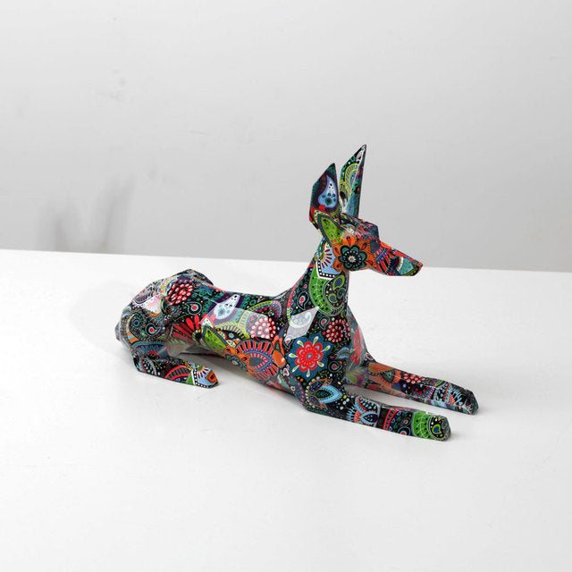 ArtZ® Doberman Pinscher Graffiti Painted Statue - RF