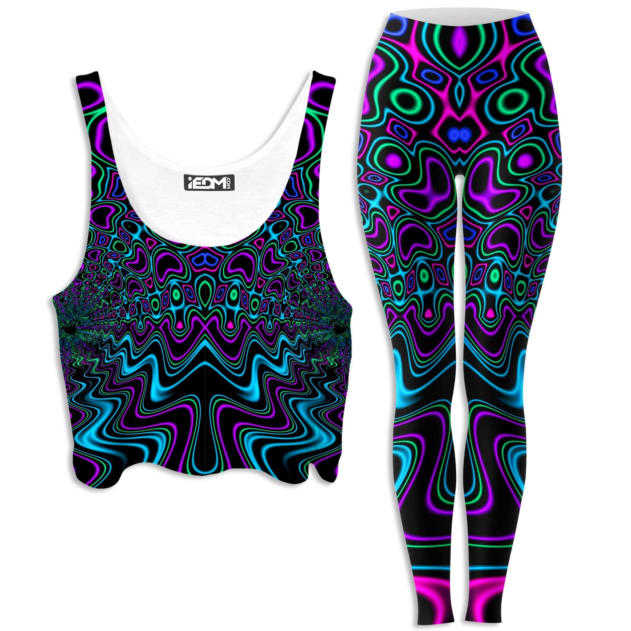 Fractal River Crop Top and Leggings Combo