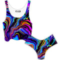 Neon Rift Crop Top and Booty Shorts Combo