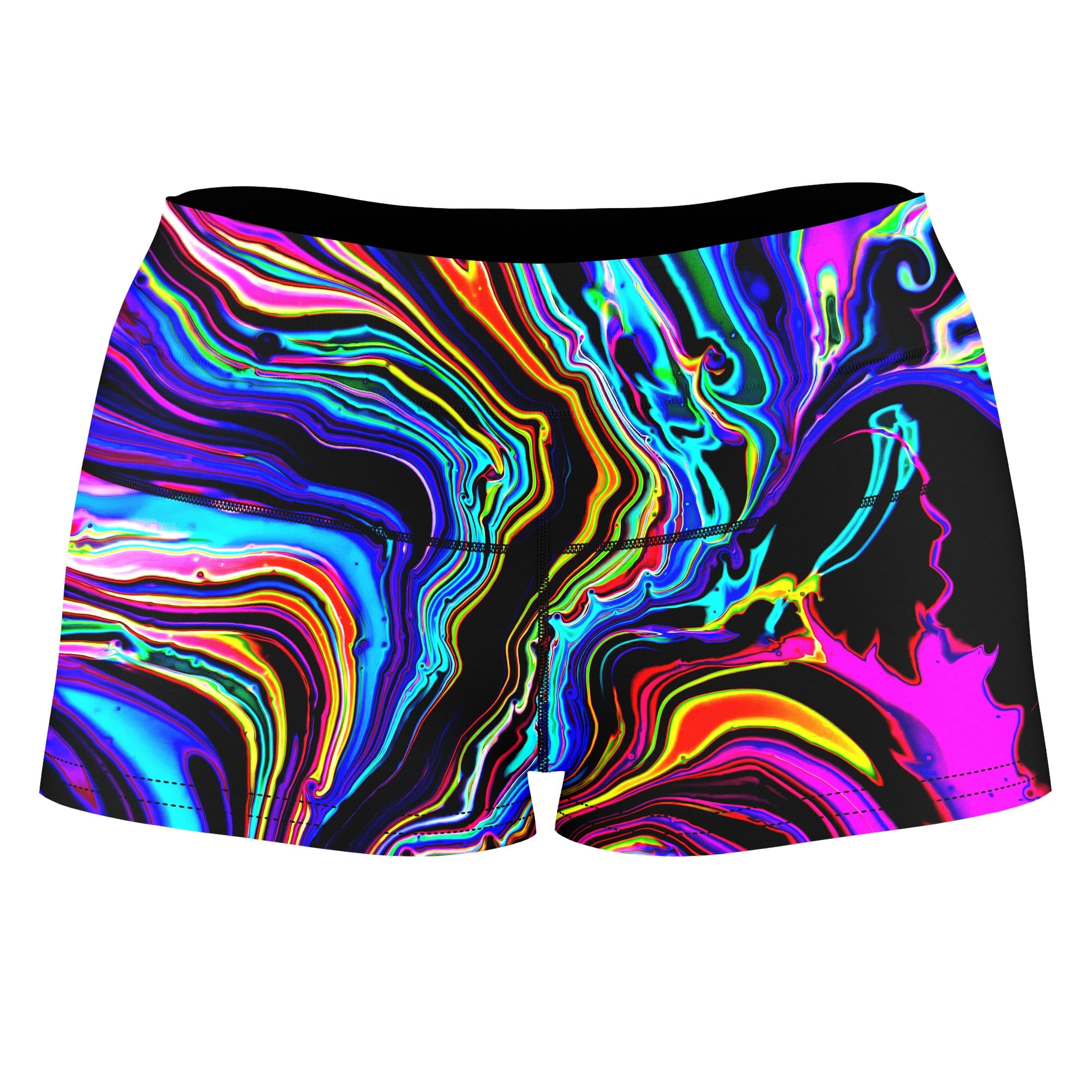 Neon Rift High-Waisted Women's Shorts