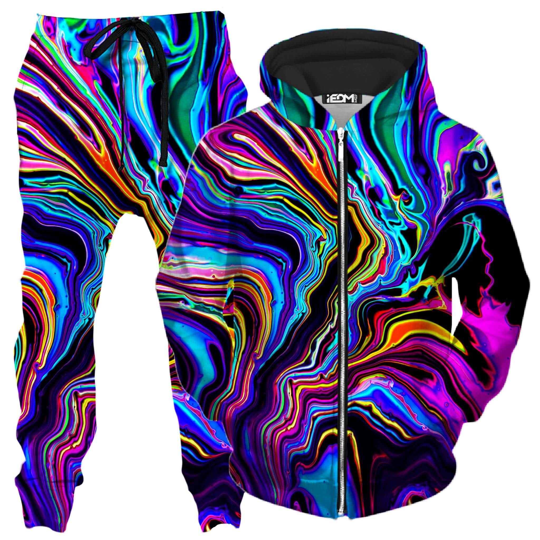 Neon Rift Zip-Up Hoodie and Joggers Combo