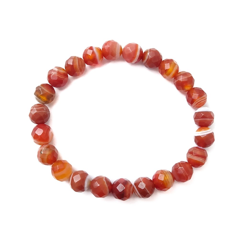 Pulsera de Ágata Naranja - Bola Facetada