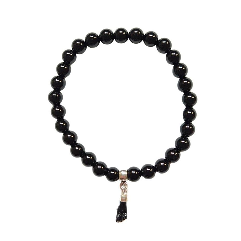 Pulsera de Ágata Negra y Amuleto Figa