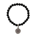 Pulsera de Ágata Negra y Mandala en Plata de Ley