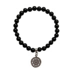 Pulsera de Ágata Negra y Mandala en Plata de Ley