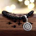 Pulsera de Ágata Negra y Mandala en Plata de Ley