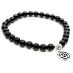 Pulsera de Ágata Negra y Símbolo OM en Plata de Ley