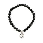 Pulsera de Ágata Negra y Símbolo OM en Plata de Ley