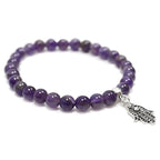 Pulsera de Amatista y Mano de Fátima en Plata de Ley