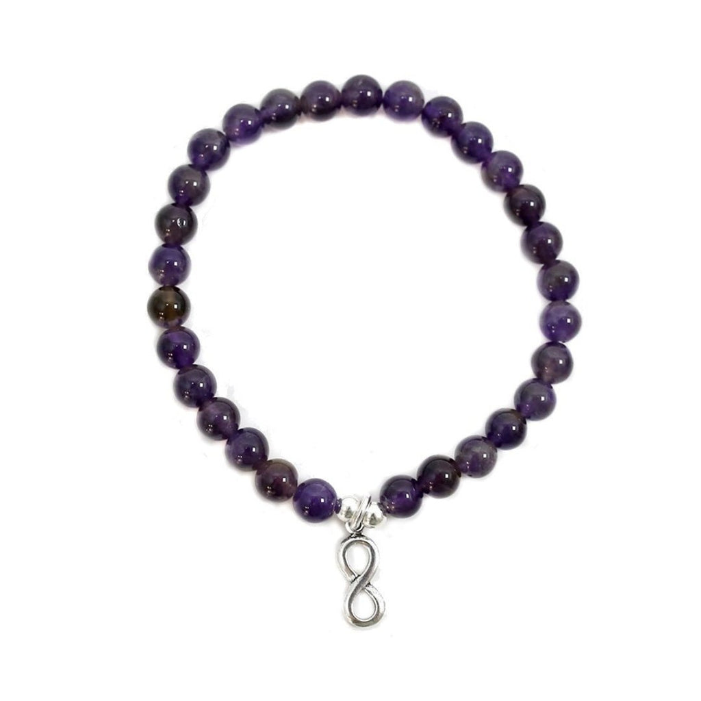 Pulsera de Amatista y Símbolo de Infinito en Plata de Ley