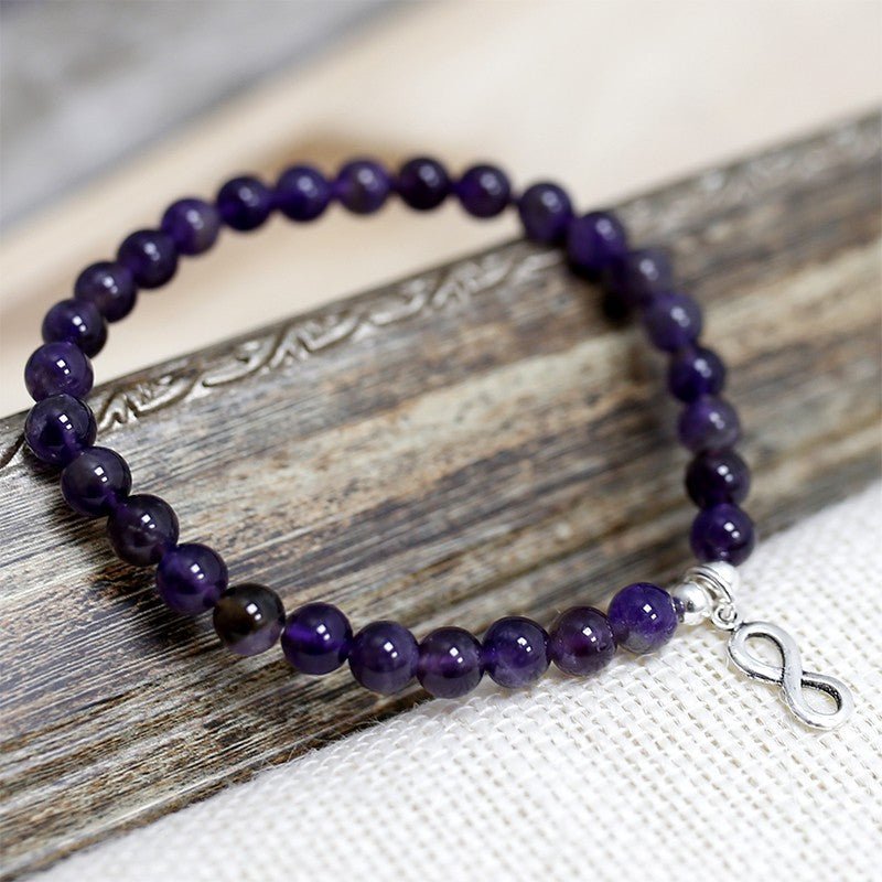 Pulsera de Amatista y Símbolo de Infinito en Plata de Ley