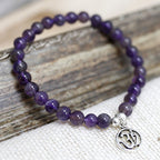 Pulsera de Amatista y Símbolo de OM en Plata de Ley