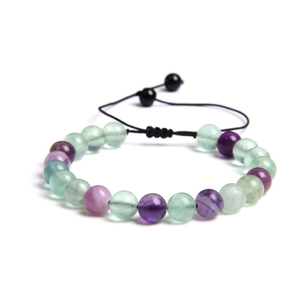 Pulsera de Fluorita Arcoíris con Nudo Corredizo