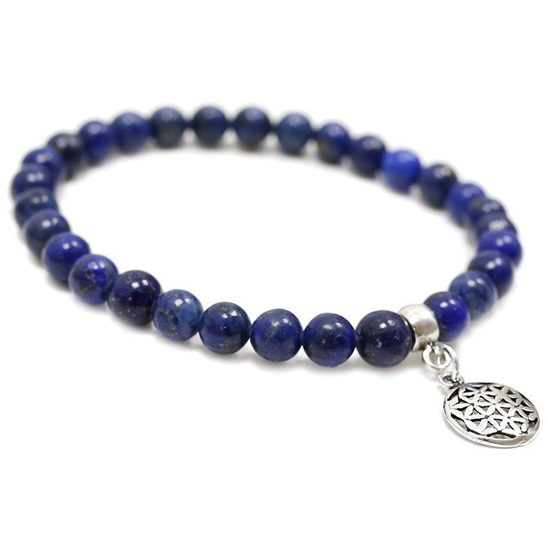 Pulsera de Lapislázuli y Flor de la Vida en Plata de Ley