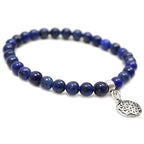 Pulsera de Lapislázuli y Flor de la Vida en Plata de Ley