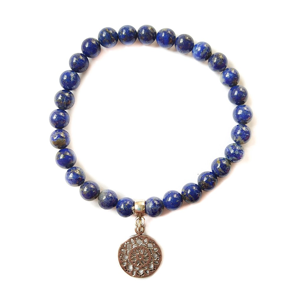Pulsera de Lapislázuli y Mandala en Plata de Ley