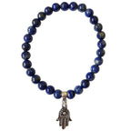 Pulsera de Lapislázuli y Mano de Fátima en Plata de Ley