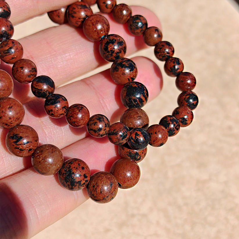 Pulsera de Obsidiana Caoba Bola Lisa