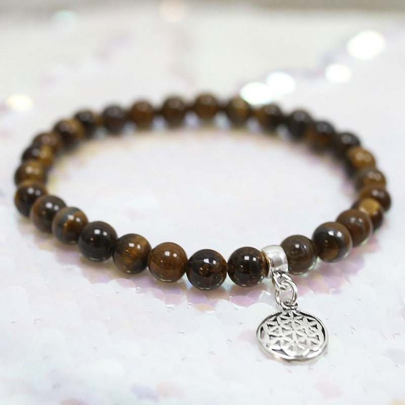 Pulsera de Ojo de Tigre y Flor de la Vida
