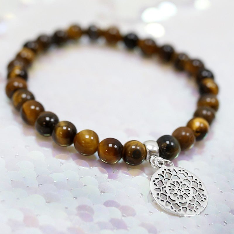 Pulsera de Ojo de Tigre y Mandala