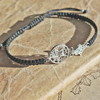 Pulsera Macramé con Tetragramaton y Mano de Fátima S925