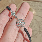 Pulsera Macramé con Tetragramaton y Mano de Fátima S925