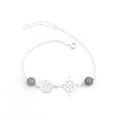 Pulsera Nudo de Bruja & Tetragramaton con Doble Bola Labradorita- S925