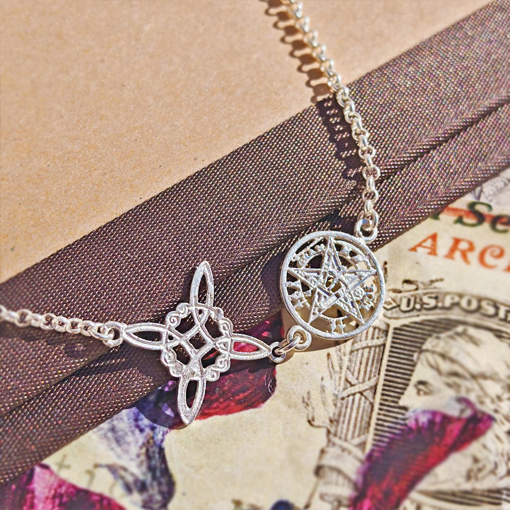 Pulsera Nudo de Bruja & Tetragramaton - Plata de Ley 925