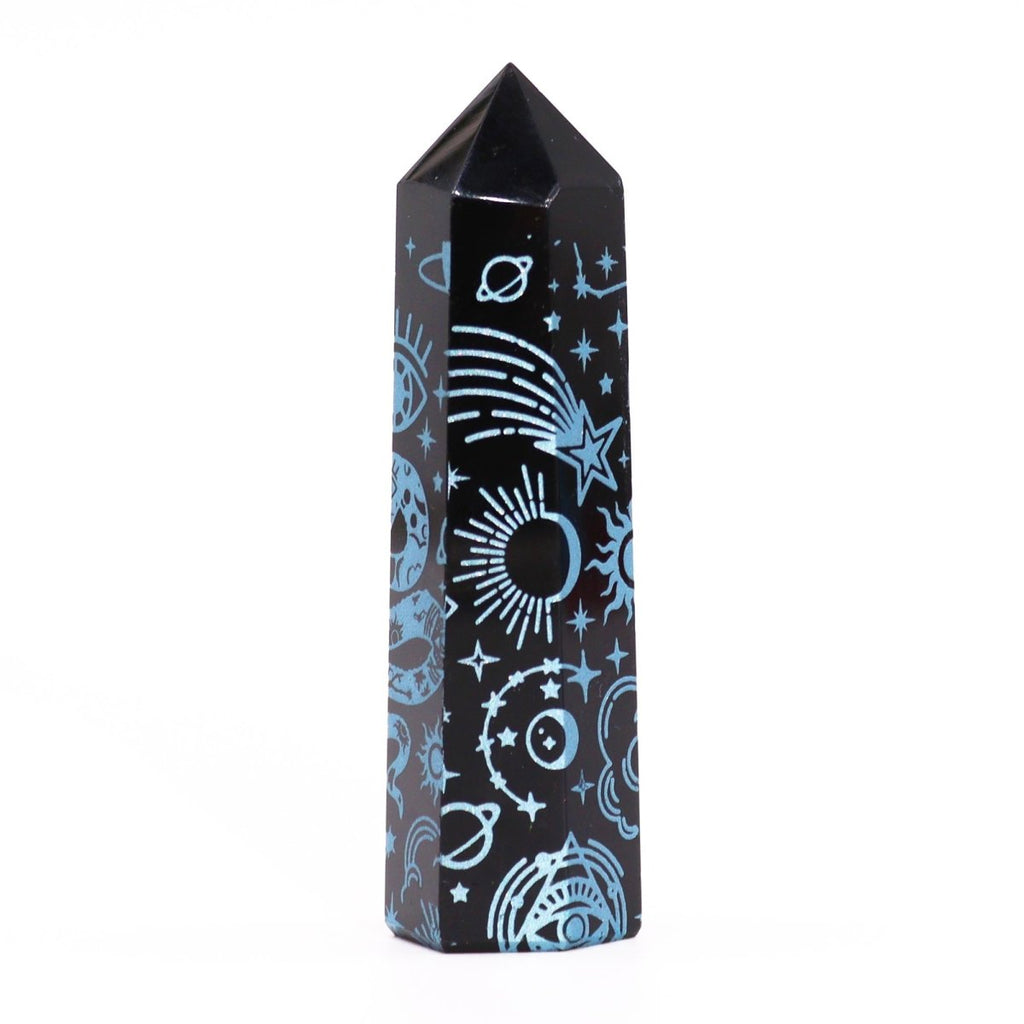 Punta de Obsidiana Negra 'Mistica' - Azul Celeste