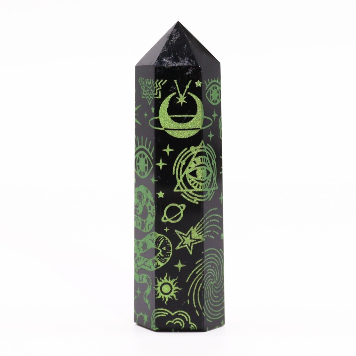 Punta de Obsidiana Negra 'Mistica' - Verde