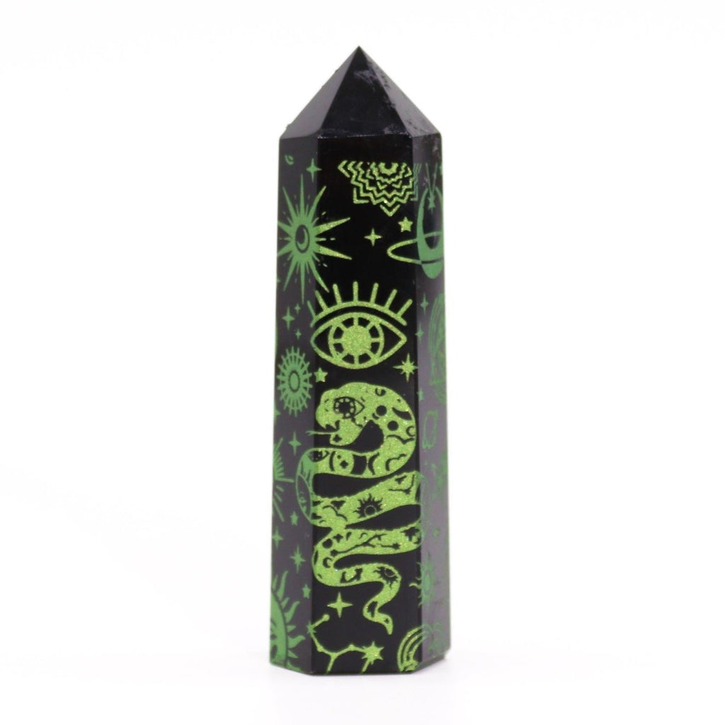 Punta de Obsidiana Negra 'Mistica' - Verde