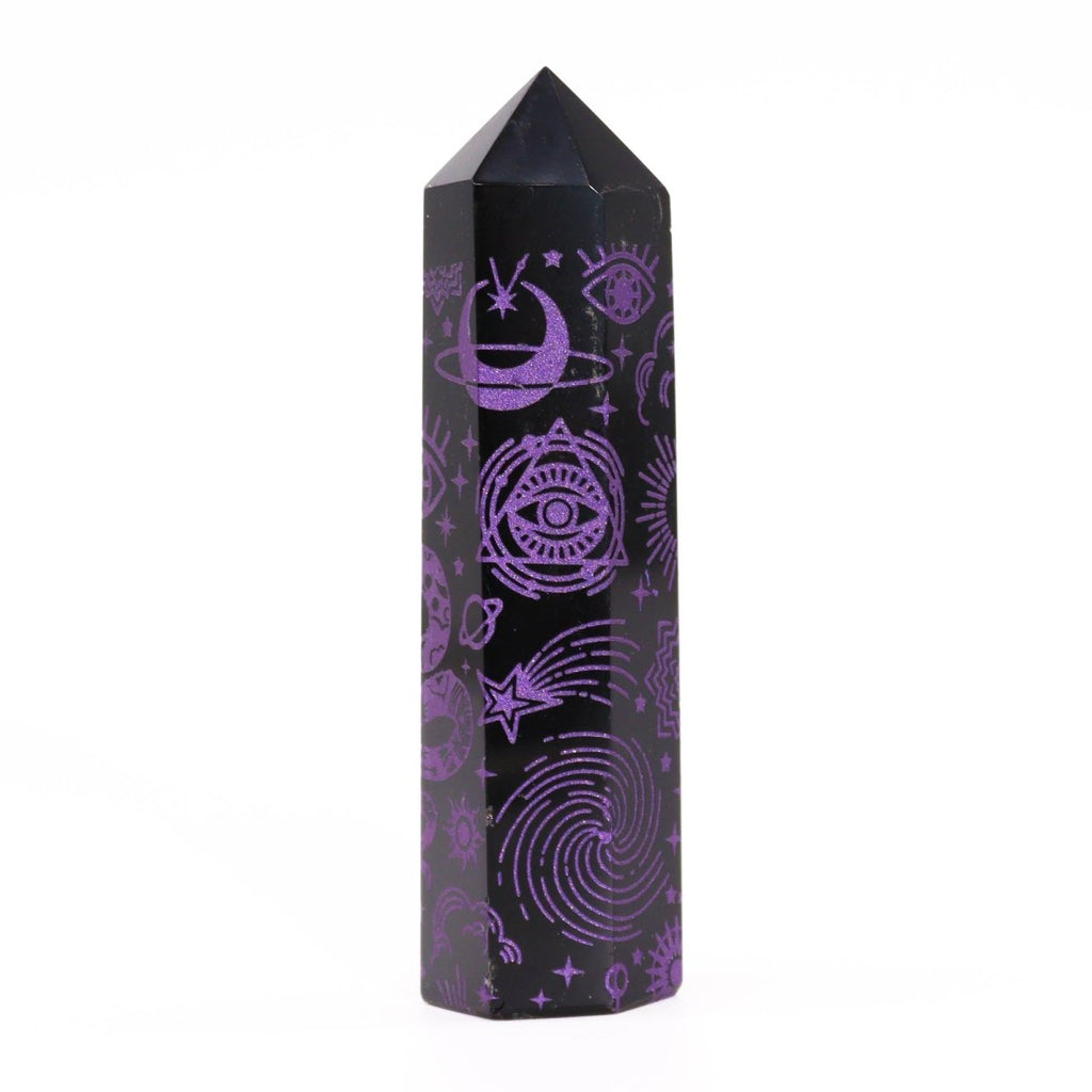Punta de Obsidiana Negra 'Mistica' - Violeta
