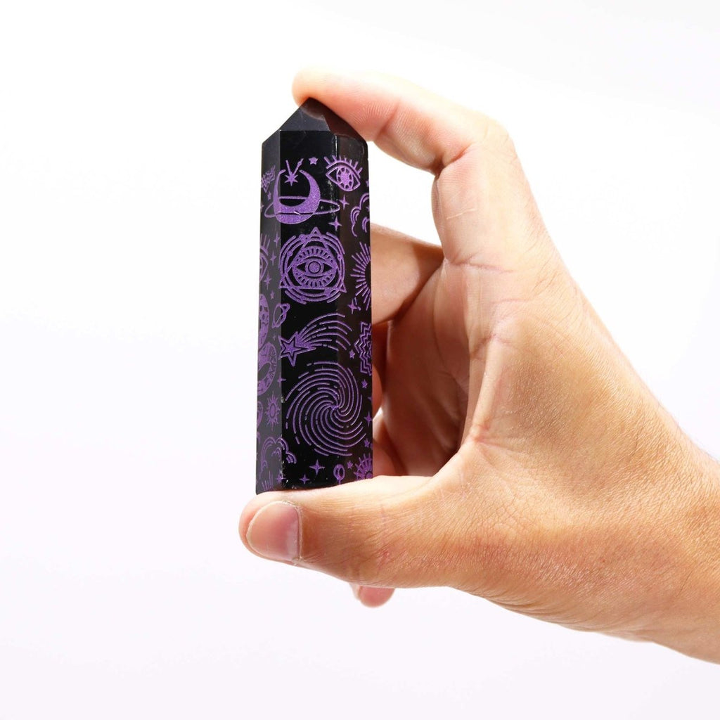 Punta de Obsidiana Negra 'Mistica' - Violeta