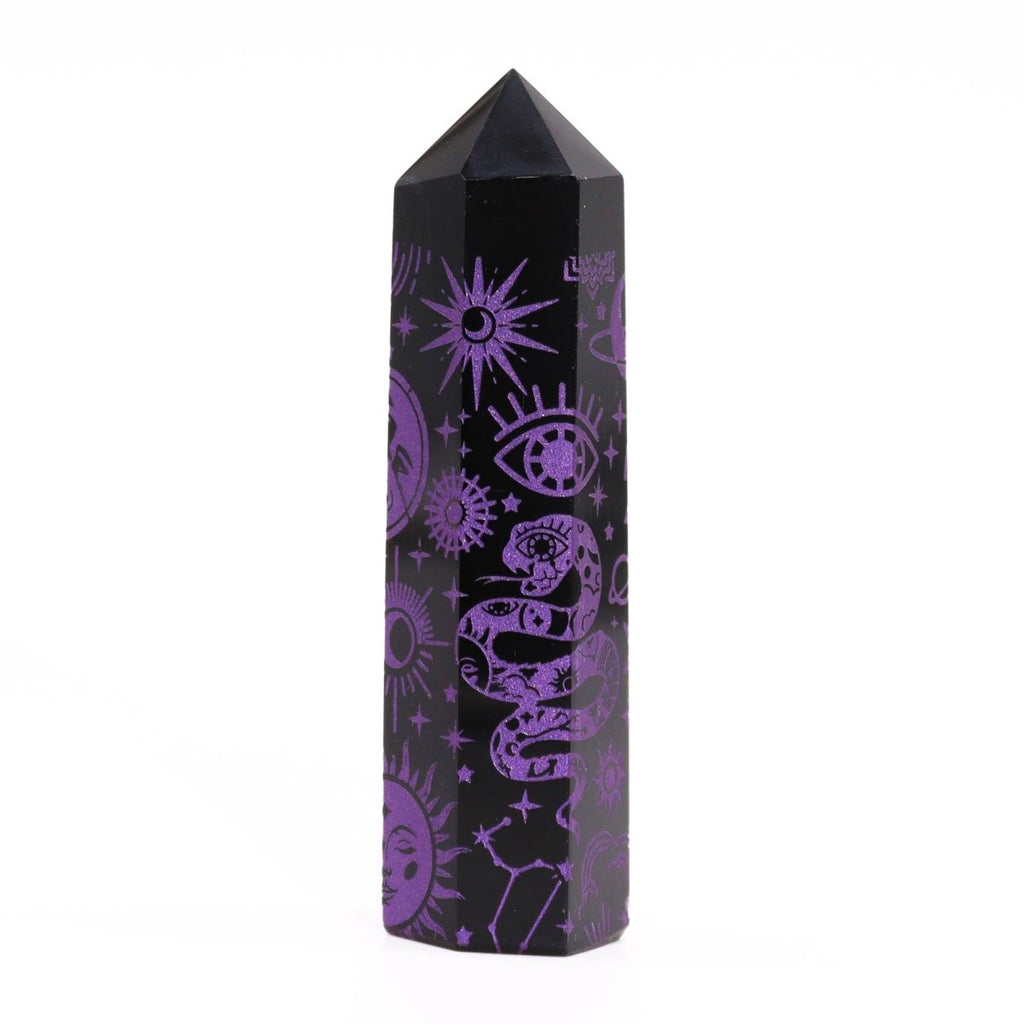 Punta de Obsidiana Negra 'Mistica' - Violeta