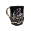 Purple Amethyst Crystal Ceramic Mug with Gold Handle