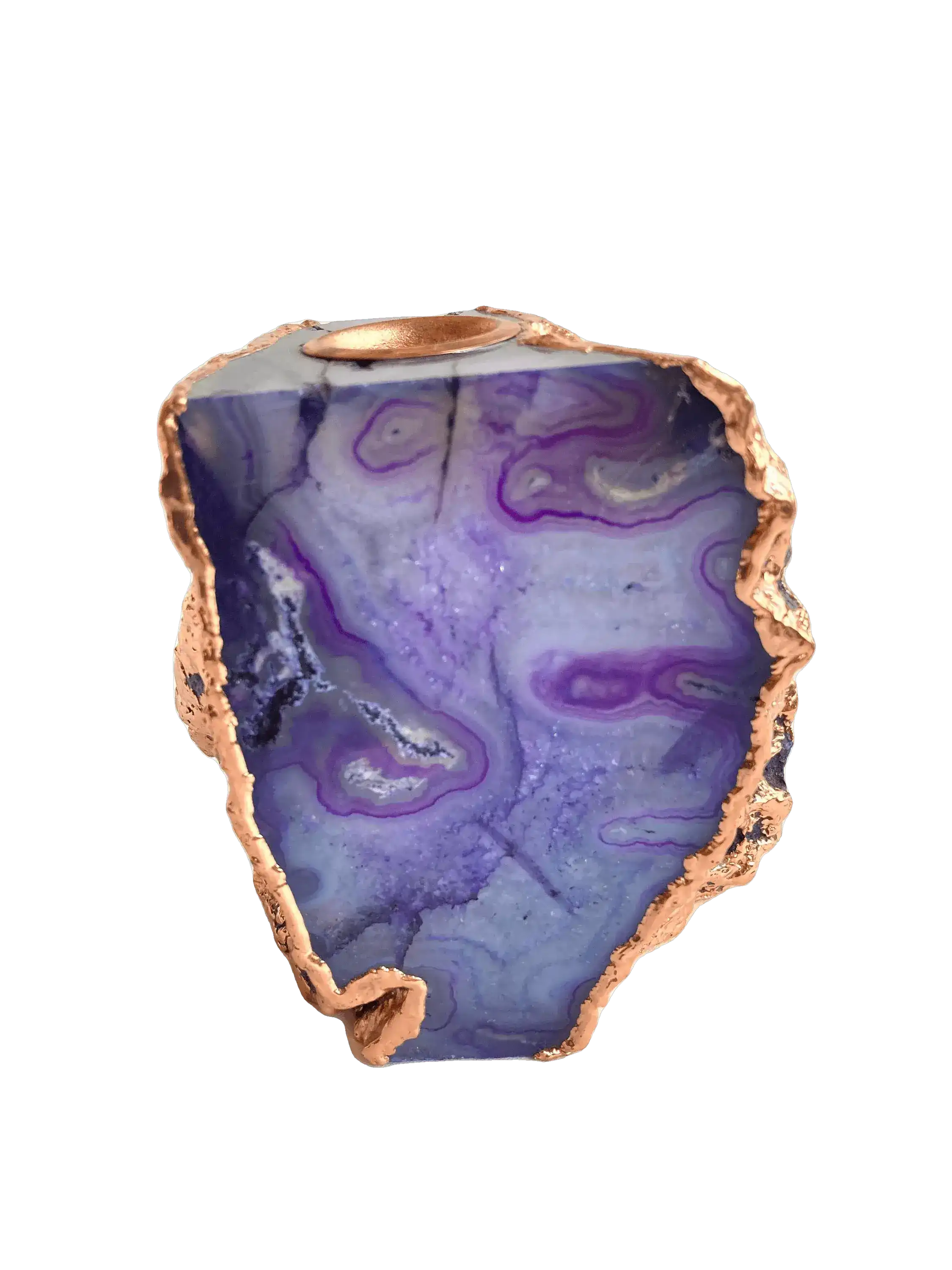 Purple Blue Agate Gemstone Taper Candle Holder