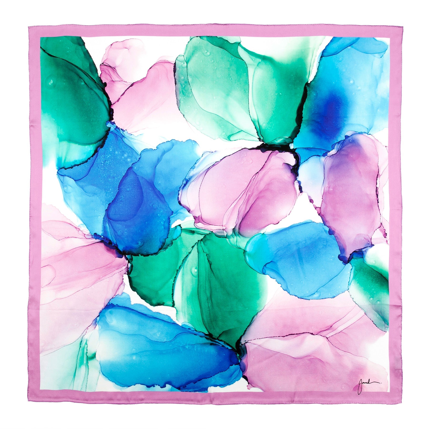 Purple Silk Scarf Square Fluid Art