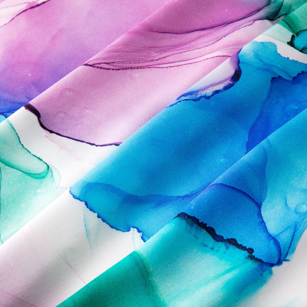 Purple Silk Scarf Square Fluid Art