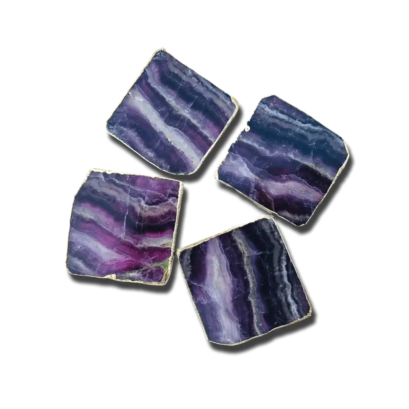 Purple Fluorite Agate Coasters - Set of 4