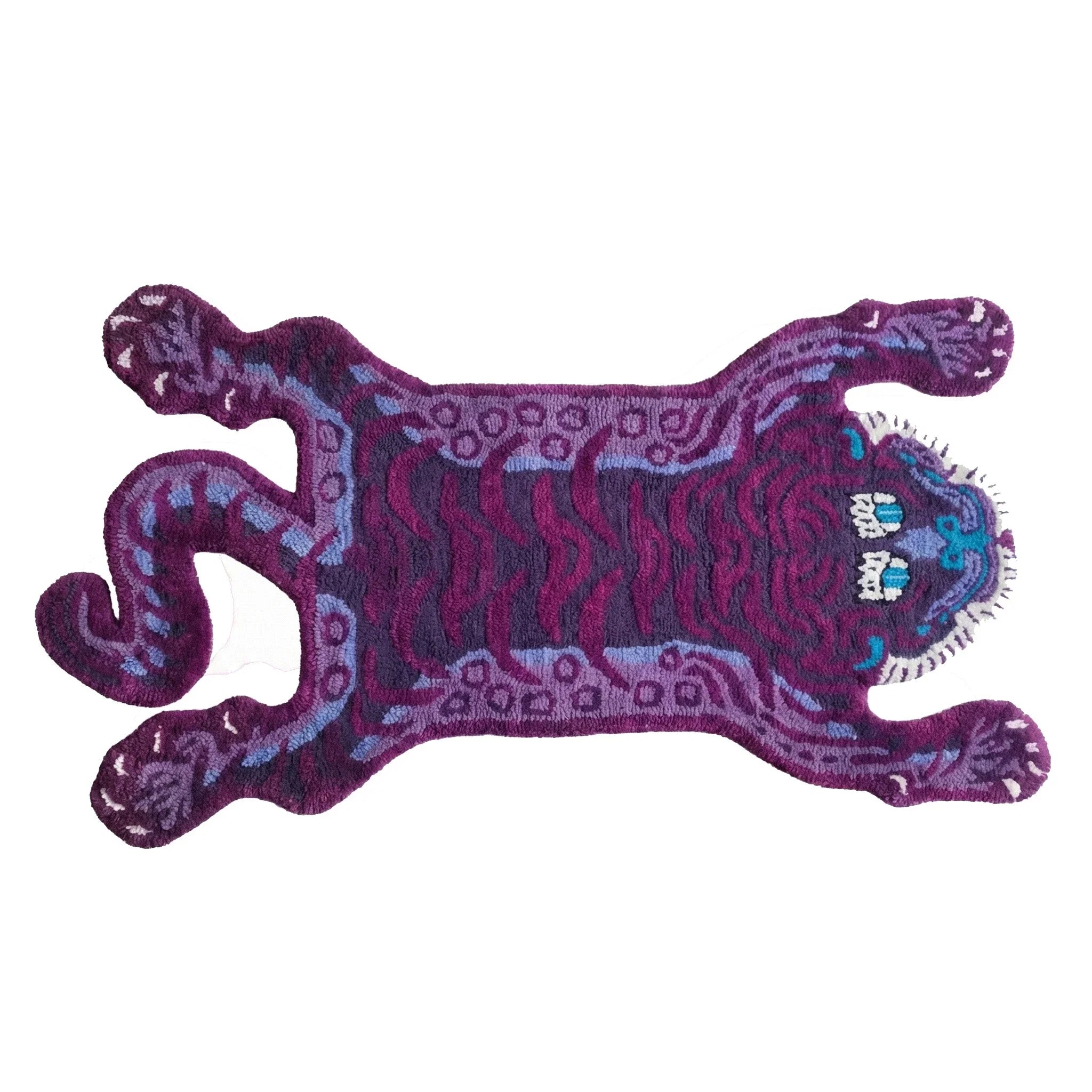 Purple Tibetan Tiger Accent Hand Tufted Wool Rug