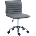 PU Leather Adjustable Swivel Office Chair with Armless Mid-Back & Chrome Base, Dark Grey